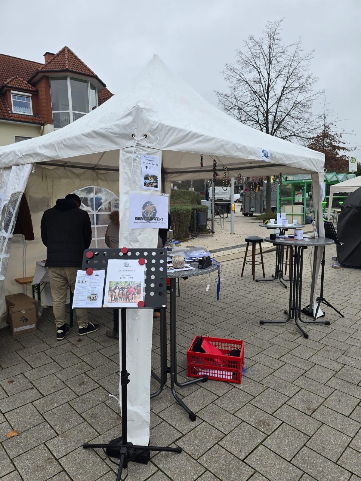 Information stand with posters in the gazebo at the St Martin's festival