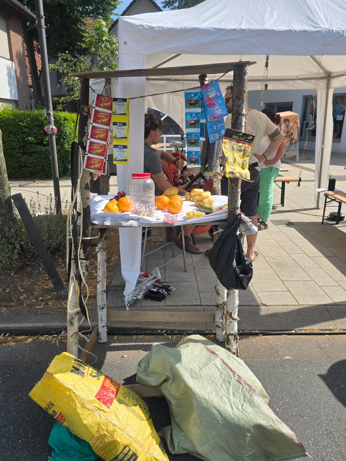 The recreated Ugandan roadside shop with fruit and products from the region
